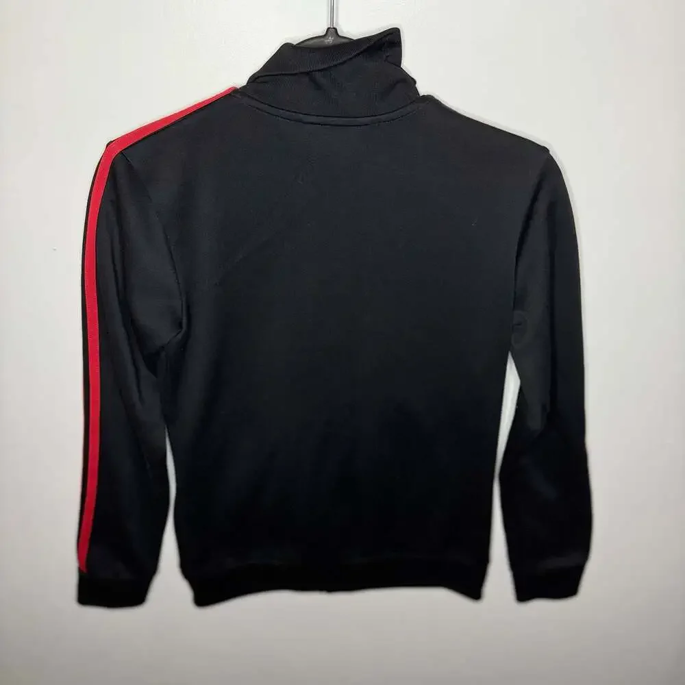Adidas AC Milan Track Jacket Black Red Stripe Soccer Size Small